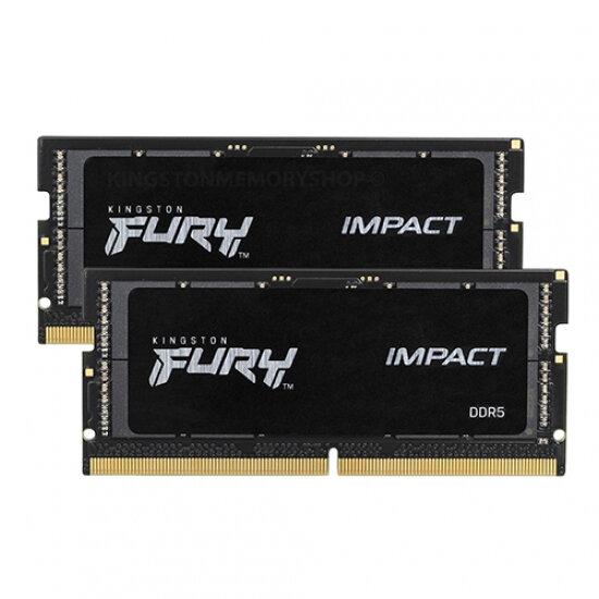 Kingston FURY Impact Black, 32 GB, 2 x 16 GB, DDR5, 2400 MHz, 262-pin SO-DIMM