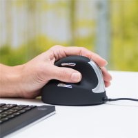 R-Go Tools Ergonomische Maus R-Go HE Break mit Pausensoftware, medium (Handlänge 165-185mm), Linkshänder, verkabelt, schwarz, Linkshändig, USB Typ-A, 3500 DPI, Schwarz