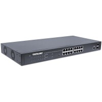 Intellinet 16-Port Gigabit Ethernet PoE+ Web-Managed Switch mit 2 SFP-Ports, IEEE 802.3at/af Power over Ethernet (PoE+/PoE)-konform, 220 W, Endspan, PDM-Funktion, 19" Rackmount, Managed, L2+, Gigabit Ethernet (10/100/1000), Power over Ethernet (PoE), Rack