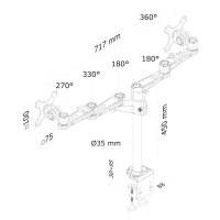 Neomounts Monitor-Tischhalterung, Klemme, 6 kg, 35,6 cm (14"), 68,6 cm (27"), 100 x 100 mm, Silber