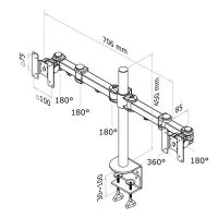 Neomounts Monitor-Tischhalterung, Klemme, 8 kg, 25,4 cm (10"), 68,6 cm (27"), 100 x 100 mm, Schwarz