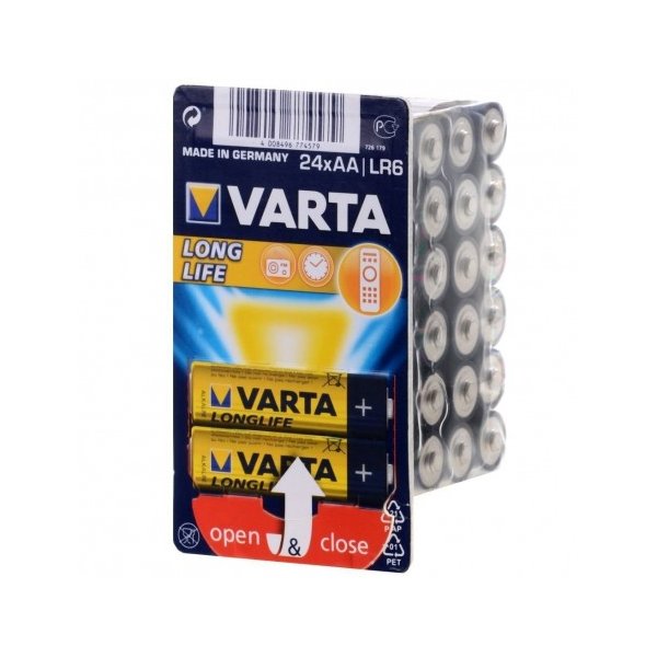 Varta Longlife AA LR6, Einwegbatterie, AA, Alkali, 1,5 V, 24 Stück(e), Blau, Gelb