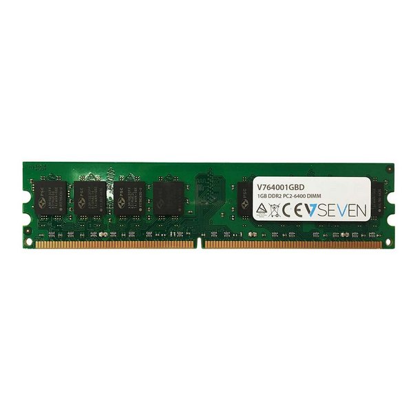 V7 1GB DDR2 PC2-6400 800Mhz DIMM Desktop Arbeitsspeicher Modul - V764001GBD, 1 GB, 1 x 1 GB, DDR2, 800 MHz, 240-pin DIMM, Grün