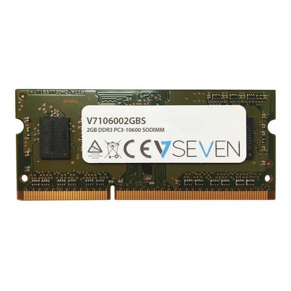 V7 2GB DDR3 PC3-10600 - 1333mhz SO DIMM Notebook Arbeitsspeicher Modul - V7106002GBS, 2 GB, 1 x 2 GB, DDR3, 1333 MHz, 204-pin SO-DIMM