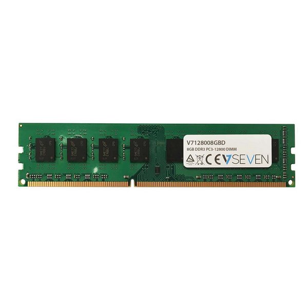 V7 8GB DDR3 PC3-12800 - 1600mhz DIMM Desktop Arbeitsspeicher Modul - V7128008GBD, 8 GB, 1 x 8 GB, DDR3, 1600 MHz, 240-pin DIMM, Grün