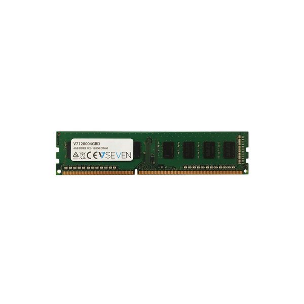 V7 4GB DDR3 PC3-12800 - 1600mhz DIMM Desktop Arbeitsspeicher Modul - V7128004GBD, 4 GB, 1 x 4 GB, DDR3, 1600 MHz, 240-pin DIMM, Grün