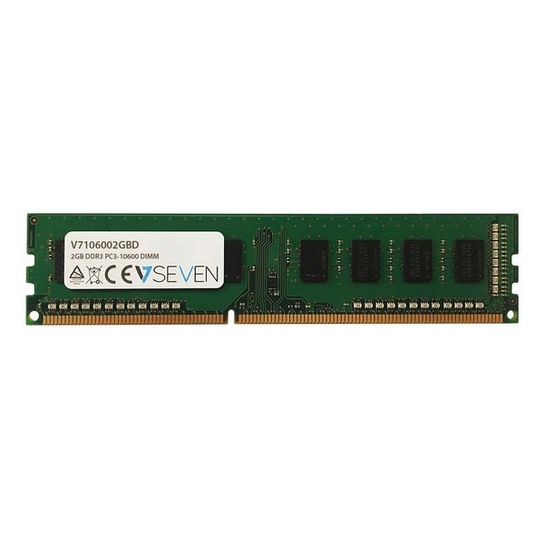 V7 2GB DDR3 PC3-10600 - 1333mhz DIMM Desktop Arbeitsspeicher Modul - V7106002GBD, 2 GB, 1 x 2 GB, DDR3, 1333 MHz, 240-pin DIMM, Grün