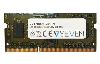 V7 4GB DDR3 PC3-12800 - 1600mhz SO DIMM Notebook Arbeitsspeicher Modul - V7128004GBS-LV, 4 GB, 1 x 4 GB, DDR3, 1600 MHz, 204-pin SO-DIMM, Grün