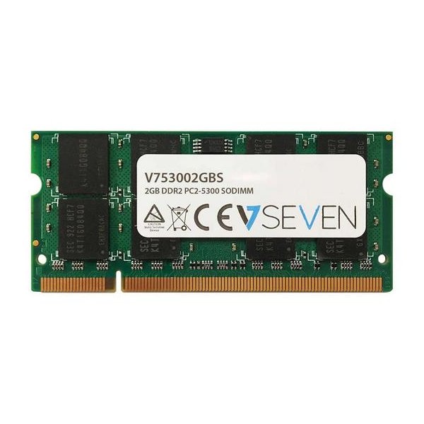 V7 2GB DDR2 PC2-5300 667Mhz SO DIMM Notebook Arbeitsspeicher Modul - V753002GBS, 2 GB, 1 x 2 GB, DDR2, 667 MHz, 200-pin SO-DIMM, Grün