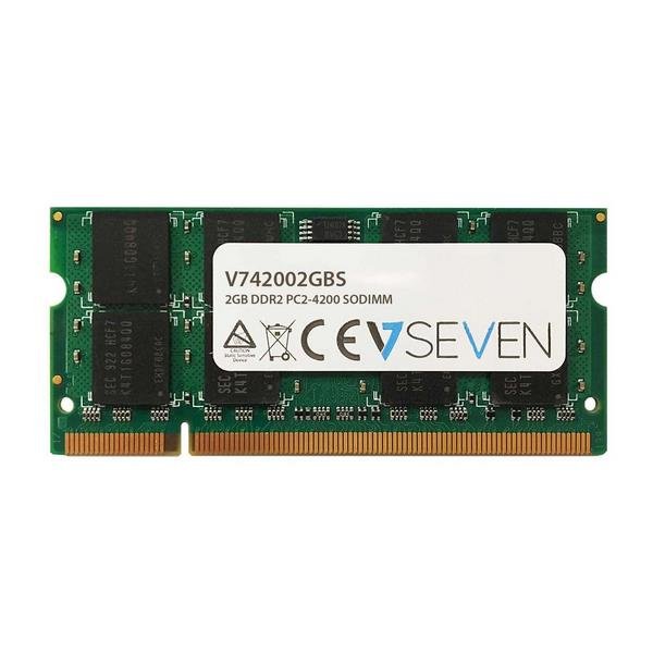 V7 2GB DDR2 PC2-4200 533Mhz SO DIMM Notebook Arbeitsspeicher Modul - V742002GBS, 2 GB, 1 x 2 GB, DDR2, 533 MHz, 200-pin SO-DIMM, Grün