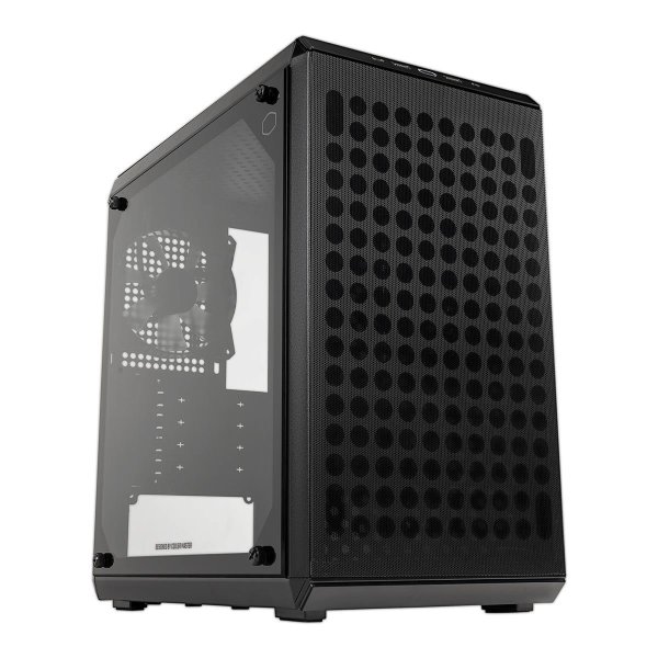 Cooler Master Q300L V2, Mini Tower, PC, Schwarz, Transparent, micro ATX, Mini-ITX, Kunststoff, Stahl, Gehärtetes Glas, 15,9 cm