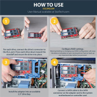 StarTech.com Dual-Slot M.2 auf SATA Adapter für 2,5" Laufwerksschacht - RAID, SATA, M.2, Rot, CE, FCC, REACH, TAA, ASMedia - ASM1092R, 6 Gbit/s