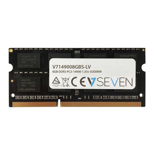 V7 8GB DDR3 PC3-14900 - 1866mhz SO DIMM Notebook Arbeitsspeicher Modul - V7149008GBS-LV, 8 GB, 1 x 8 GB, DDR3, 1866 MHz, 204-pin SO-DIMM, Schwarz