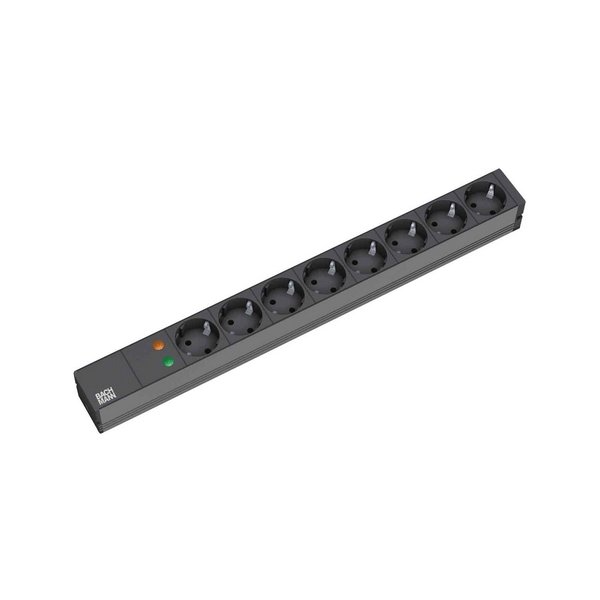 Bachmann 19 2m 8x Schuko H05VV-F 3G 1.50mm², 2 m, 8 AC-Ausgänge, Aluminium, Schwarz, Schwarz