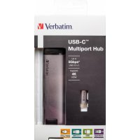 Verbatim 49141, USB 3.2 Gen 1 (3.1 Gen 1) Type-C, Schwarz, Silber, USB 3.2 Gen 1 (3.1 Gen 1) Type-C, Metall, 3 A, 5 - 40 °C