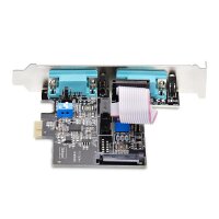 StarTech.com 2-Port Serielle PCIe Karte, Quad-Port PCI Express zu RS232/RS422/RS485 DB9 Serielle Karte, Standard/Niedrigrofil Halterungen, 16C1050 UART, Windows/Linux, TAA-Konform - Level-4 ESD-Schutz, PCIe, Seriell, PCIe 2.0, RS-232/422/485, Schwarz, ASI