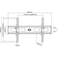 Manhattan Universal TV-Wandhalterung, neigbar, Geeignet für Bildschirme von 37" bis 85"* und bis zu 75 kg, 75 kg, 94 cm (37"), 2,16 m (85"), 200 x 200 mm, 800 x 400 mm, Schwarz