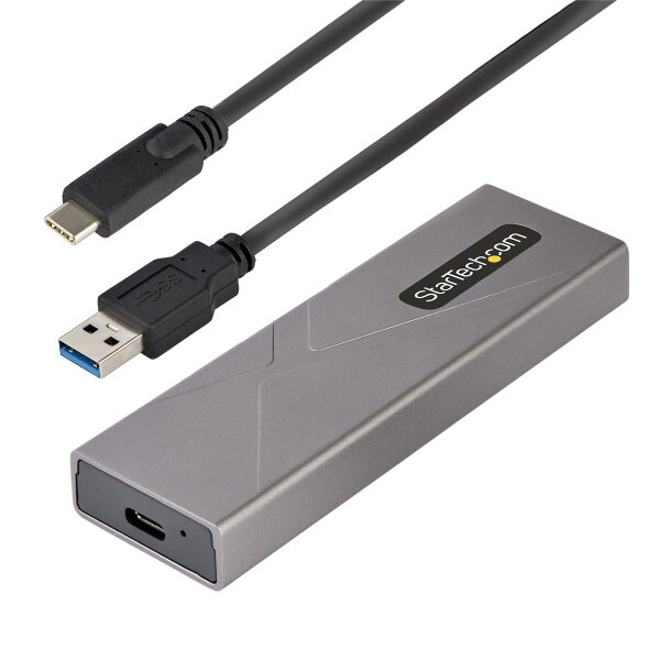 StarTech.com USB-C M.2 Externes Gehäuse für NVMe und SATA M.2 - USB-C/USB-A auf M.2 NVMe/SATA SSD - 10Gbit/s, M/B+M key M.2 Laufwerke - 2230/2242/2260/2280 - Aluminiumgehäuse - werkzeuglos - USB-C und USB-A Kabel, SSD-Gehäuse, M.2, M.2, 10 Gbit/s, USB Ans