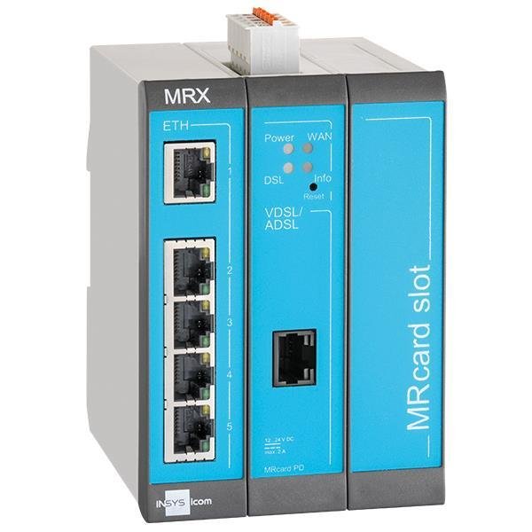 Insys Microelectronics icom MRX3 DSL-A, mod. xDSL-Router, Ethernet-WAN, Schnelles Ethernet, Blau, Grau