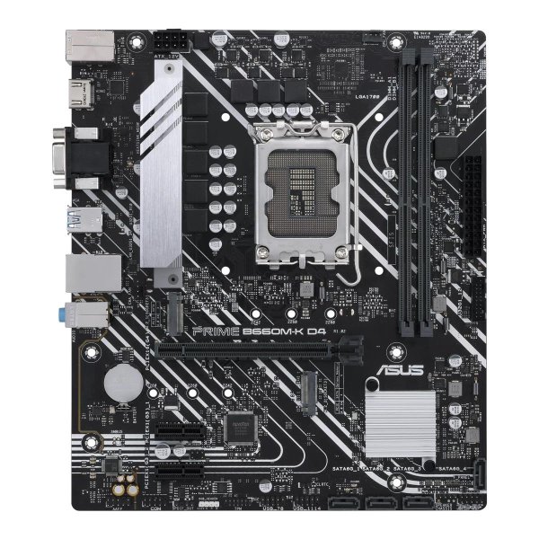 ASUS 1700 PRIME B660M-K D4 M-ATX, Intel, LGA 1700, Intel® Celeron®, Intel® Core™ i3, Intel® Core™ i5, Intel® Core™ i7, Intel® Core™ i9,..., DDR4-SDRAM, 128 GB, DIMM