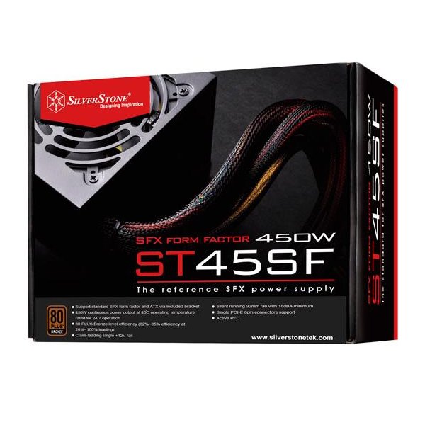 SilverStone ST45SF, 450 W, 90 - 264 V, 47 - 63 Hz, Aktiv, 110 W, 450 W