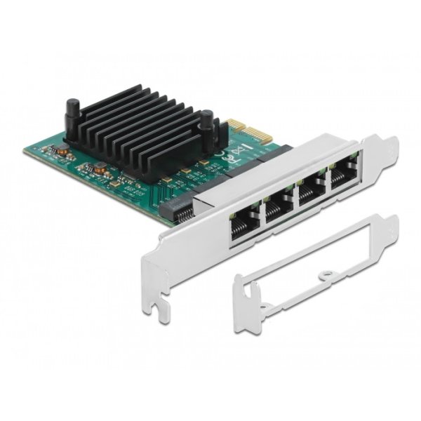 Delock 89025, Eingebaut, Verkabelt, PCI Express, Ethernet, 1000 Mbit/s, Schwarz, Grün, Metallisch