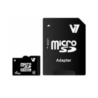 V7 4GB Micro SDHC Karte Class 4 + Adapter, 4 GB, MicroSDHC, Klasse 4, 10 MB/s, 4 MB/s, Schwarz