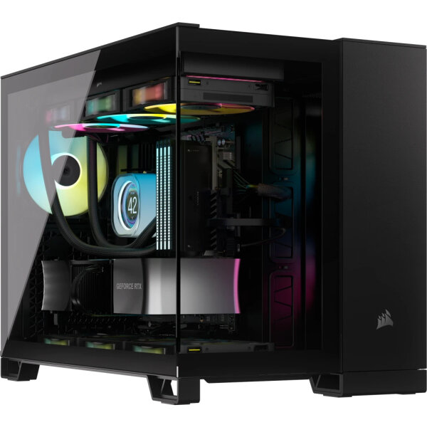 Corsair 2500X RGB, Micro Tower, PC, Schwarz, ATX, 120,140,240,280,360 mm, 2.5,3.5"