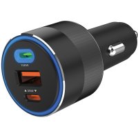 SANDBERG Car Charger 3in1 130W USB-C PD, Auto, Zigarettenanzünder, 20 V, Schwarz