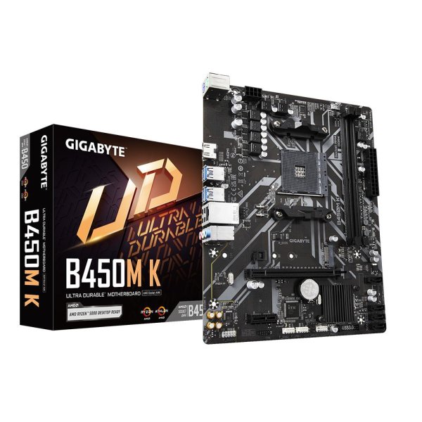 Gigabyte B450M K, AMD, Sockel AM4, AMD Athlon, AMD Ryzen™ 3, 2nd Generation AMD Ryzen™ 3, 3rd Generation AMD Ryzen™ 3, AMD..., Sockel AM4, DDR4-SDRAM, 64 GB