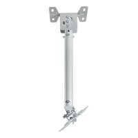 IC Intracom Manhattan Universal Deckenhalterung für Beamer, Stange neig-, schwenk- und höhenverstellbar, für Beamer bis zu 20 kg, Aluminium, silber, Zimmerdecke, 20 kg, Weiß, Manuell, 575 - 825 mm, 360°