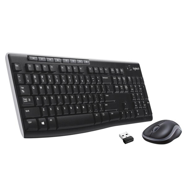 Logitech MK270, Standard, Kabellos, RF Wireless, QWERTY, Schwarz, Maus enthalten