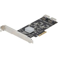 StarTech.com SATA PCIe Controller 8 Port - 6 Gbit/s PCI Express SATA Adapter - SATA PCIe Schnittstellenkarte - PCI-e x4 Gen 2 zu SATA III - SATA HDD/SSD, PCIe, Mini-SAS, PCI 2.0, Schwarz, Pericom - PI7C9X2G608GP, ASMedia - ASM1061, 6 Gbit/s