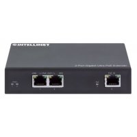 Intellinet 2-Port Gigabit Ultra PoE-Extender, Verlängert PoE-Reichweite um 100 m, PoE-Strombudget 60 W, zwei PSE-Ports mit jeweils 30 W Ausgangsleistung, IEEE 802.3bt/at/af-konform, Metallgehäuse, Netzwerksender, 100 m, 6000 Mbit/s, Cat5e, 10,100,1000 Mbi