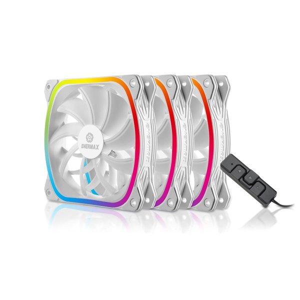 Enermax SquA RGB White, Ventilator, 12 cm, 1500 RPM, 23 dB, 68,27 cfm, 115,99 m³/h