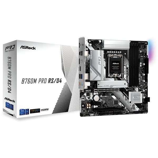 ASRock B760M PRO RS/D4, Intel, LGA 1700, Intel® Core™ i5, Intel® Core™ i7, Intel® Core™ i9, DDR4-SDRAM, 128 GB, DIMM