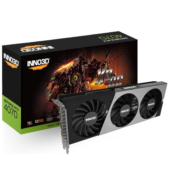 Inno3D N40703-126XX-185252L, GeForce RTX 4070, 12 GB, GDDR6X, 192 Bit, 7680 x 4320 Pixel, PCI Express x16 4.0