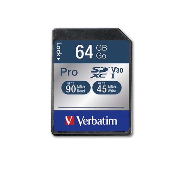 Verbatim Pro, 64 GB, SDXC, Klasse 10, UHS, 90 MB/s, 45 MB/s