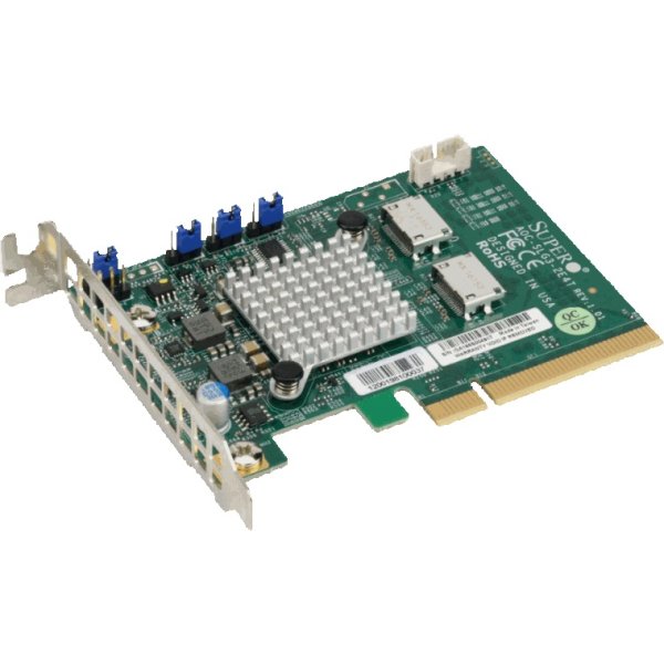 Supermicro AOC-SLG3-2E4T-O, PCIe, PCIe, Männlich, Grün, Grau, Server, Passiv