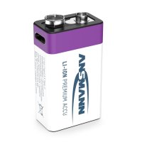 Ansmann ANS 1315-0005 - Li-Ion Akku 9V-Block 340 mAh 9 V 1er-Pack - Akku - 9V-Block