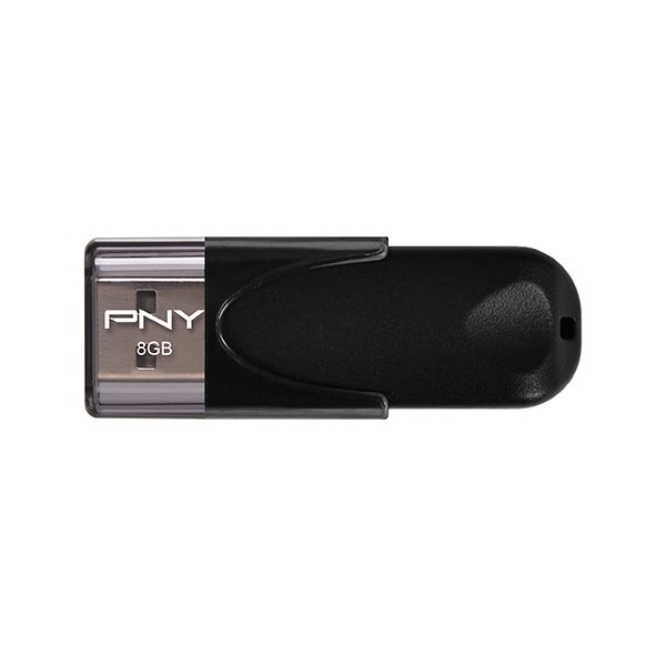 PNY Attaché 4, 8 GB, USB Typ-A, 2.0, 25 MB/s, Kappe, Schwarz