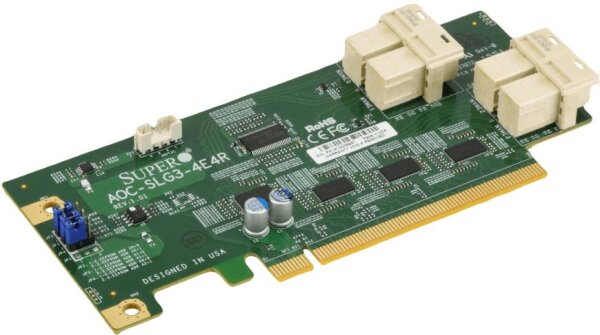 Supermicro AOC-SLG3-4E4R, PCIe, SAS, Niedriges Profil, PCIe 3.0, Grün, 12,8 Gbit/s