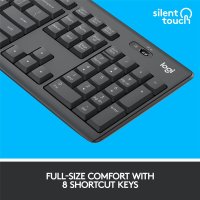 Logitech MK295 Silent Wireless Combo, Volle Größe (100%), Kabelgebunden, USB, QWERTY, Graphit, Maus enthalten