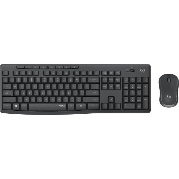 Logitech MK295 Silent Wireless Combo, Volle Größe (100%), Kabelgebunden, USB, QWERTY, Graphit, Maus enthalten