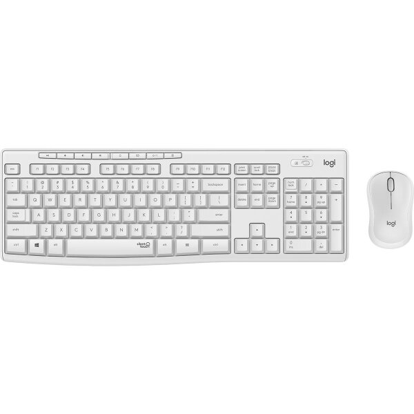 Logitech MK295 Silent Wireless Combo, Volle Größe (100%), Kabelgebunden, USB, QWERTZ, Weiß, Maus enthalten