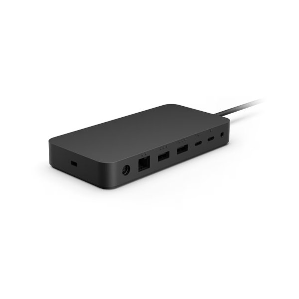 Microsoft Surface Thunderbolt 4 Dock, Thunderbolt 4, 3.5mm, RJ-45, Thunderbolt 4, USB 3.2 Gen 2 (3.1 Gen 2) Type-A, USB Typ-C, Kensington, Schwarz, 165 W, Rundkabel