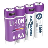 Ansmann 1312-0036, Wiederaufladbarer Akku, AA, Lithium-Ion (Li-Ion), 1,5 V, 4 Stück(e), 1800 mAh