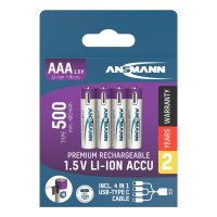 Ansmann LR03 USB-C Micro AAA -Akku Li-Ion 500 mAh 1.5 V 4 St. 1311-0028 - Akku - Micro (AAA)