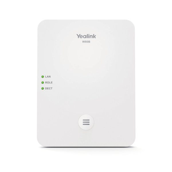 Yealink W80B, 1,8 - 1,9 GHz, 300 m, SNTP/NTP, VLAN, SIP v1, SIP v2, UDP/TCP/TLS, DHCP, HTTPS, SHA-256, SRTP, SSL/TLS, AJB, CNG, G.726, G.729, PLC, VAD, iLBC, Yealink W53H/W56H