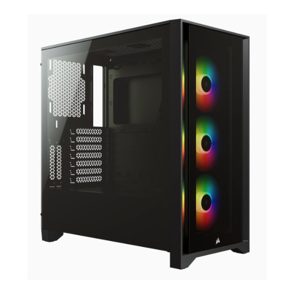 Corsair iCUE 4000X RGB, Midi Tower, PC, Schwarz, ATX, EATX, micro ATX, Mini-ITX, Kunststoff, Stahl, Gehärtetes Glas, Gaming